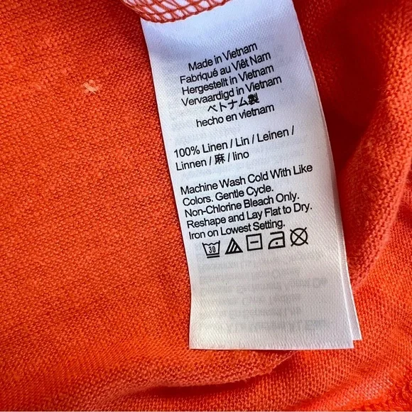 J.Crew 100% Linen Tee Crew Neck Orange Color Size Large - Picture 10 of 10